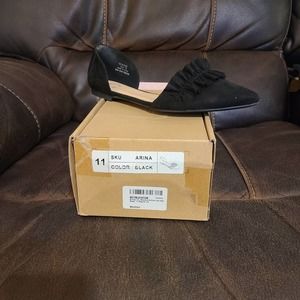 Brinley Co. Womens Ruffled Cuff Heel Flat Black, 11 Regular US